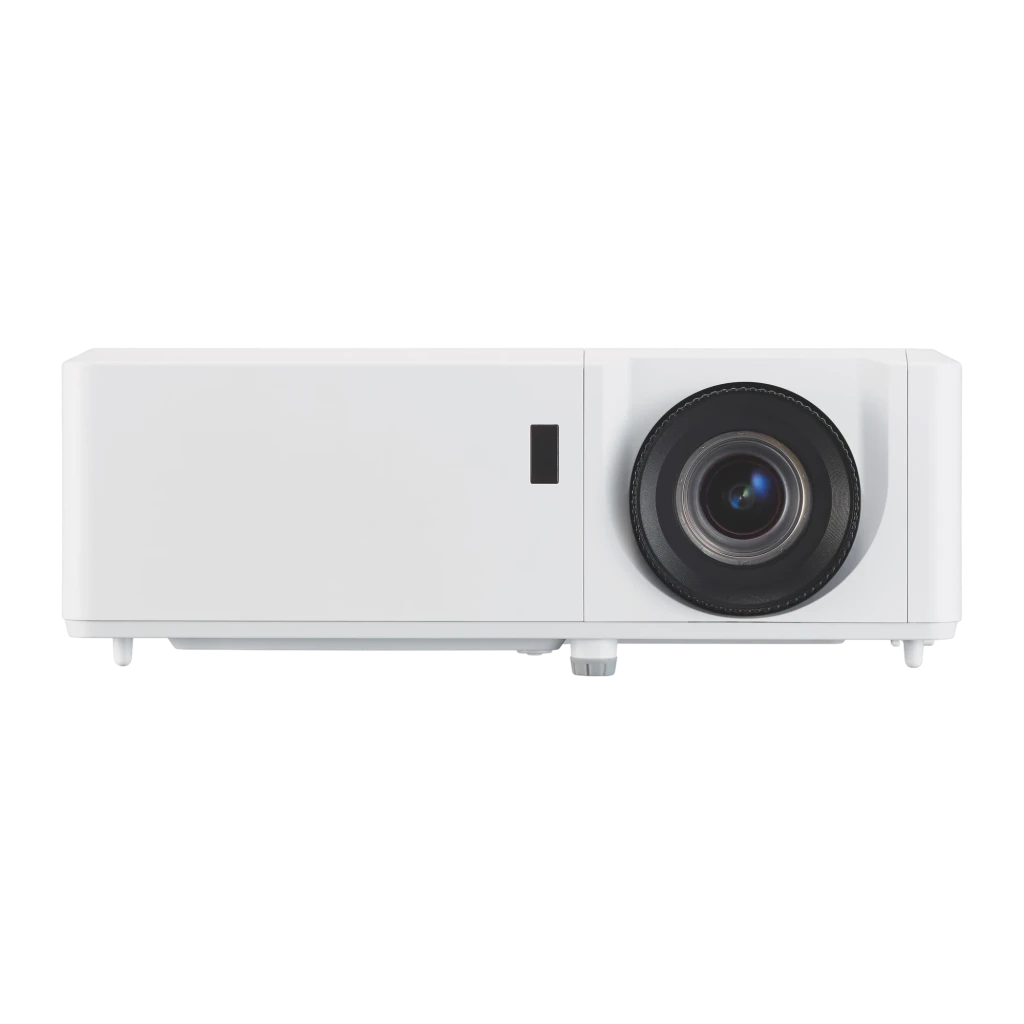 Projetor Ricoh PJ Laser WUXGA 1920x1200 4000 Lúmens ANSI DLP Branco WUL5860, detalhe: vista frontal com objetiva e corpo