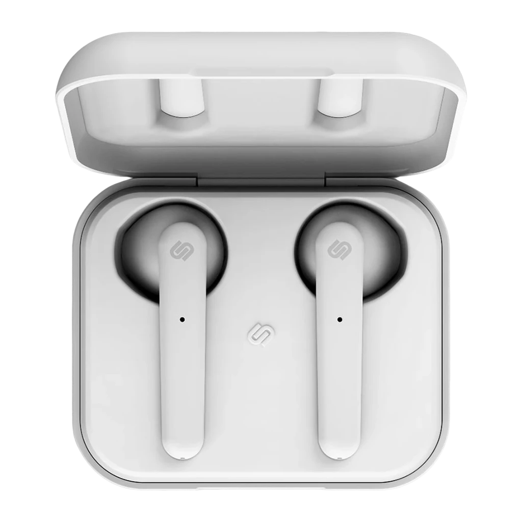 Auriculares Urbanista Stockholm In-Ear Bluetooth 5.0 14h Blanco, detalle: vista superior del estuche abierto con los dos