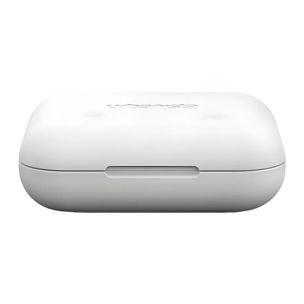 Auriculares Urbanista Stockholm In-Ear Bluetooth 5.0 14h Blanco, detalle: estuche de carga cerrado con logo Urbanista