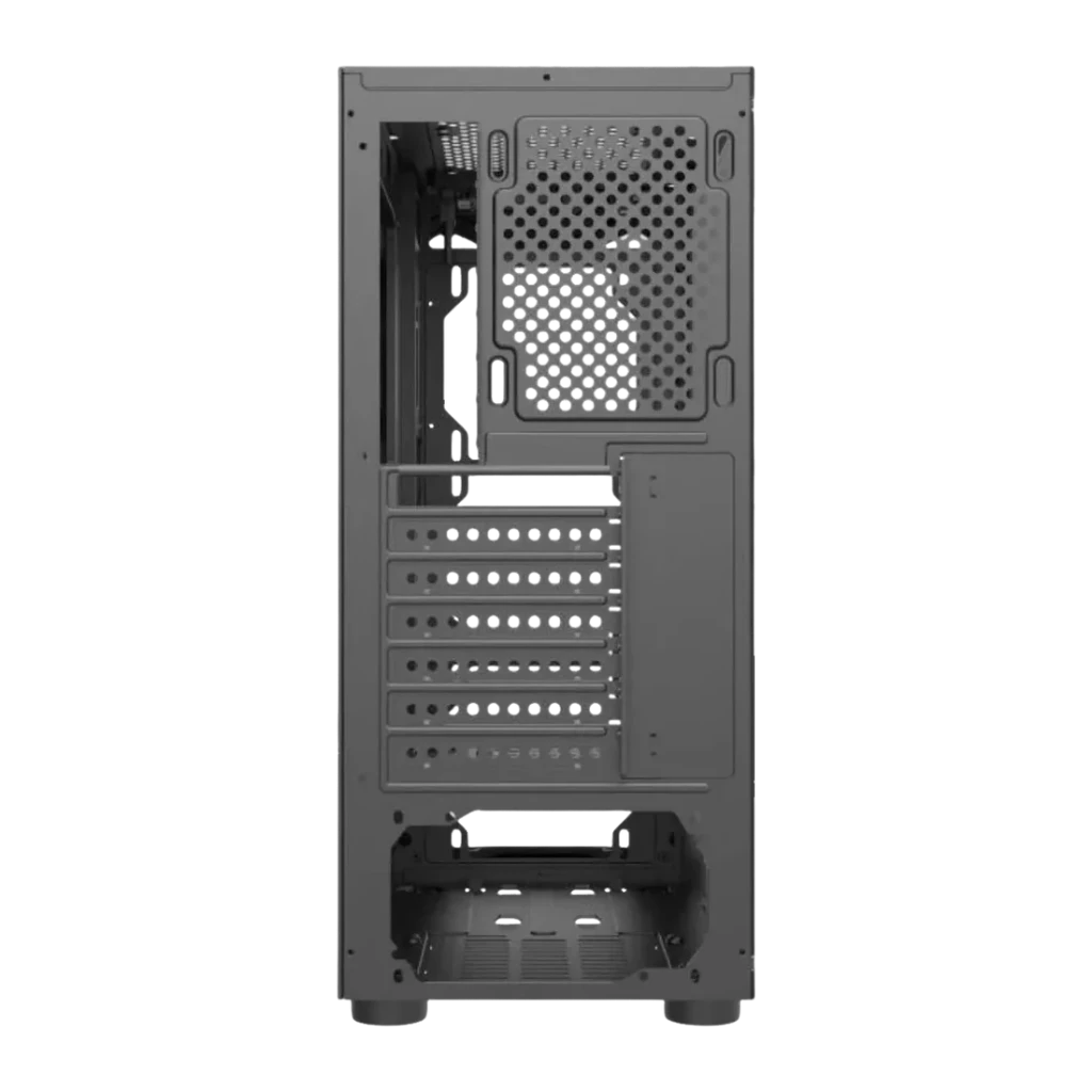 Boîtier PC Darkflash Aquarius Acrylic Panneau Acrylique ATX / M-ATX / ITX Noir, vue arrière: slots d'extension, grille