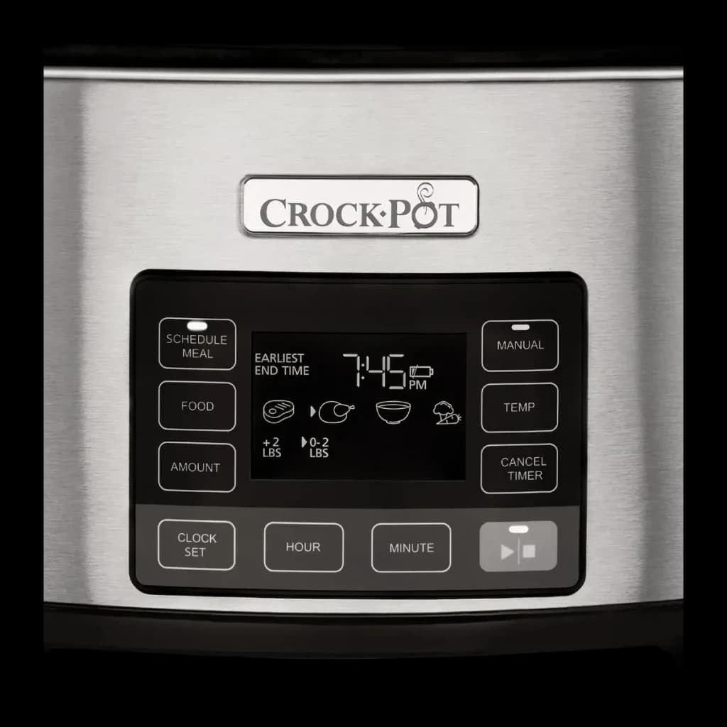 Mijoteuse Crockpot TimeSelect Digital 5,6L 240W Argent CSC066X, détail: panneau de commande digital avec boutons Schedule
