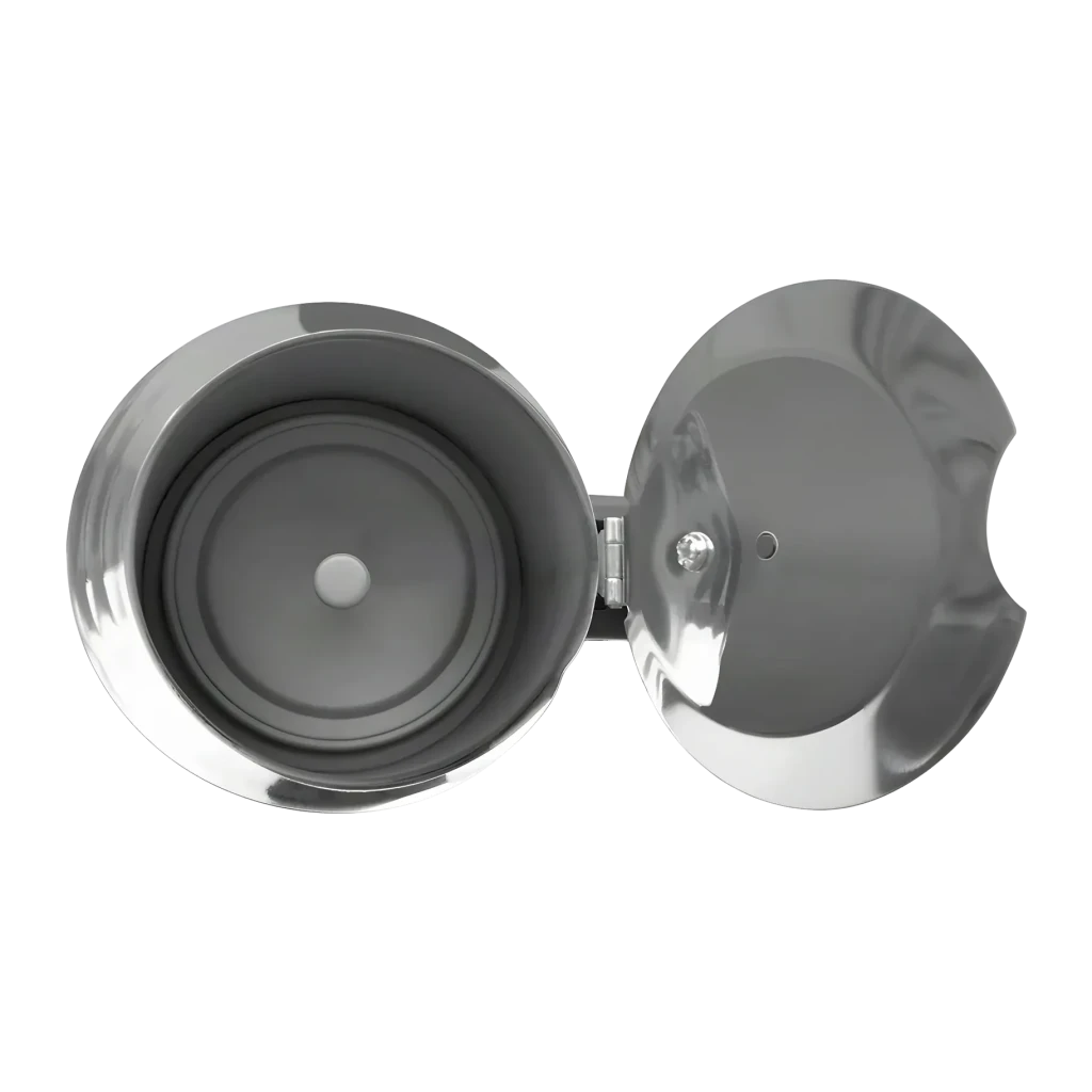 Cafetière italienne Orbegozo 9 tasses Noir/Acier inoxydable KFI 960, détail: vue du dessus couvercle ouvert révélant