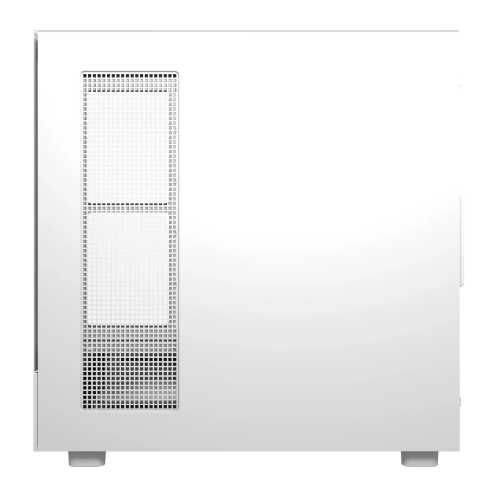 Boîtier PC Darkflash DS950 Verre Trempé 270° ATX Blanc, détail latéral: panneau blanc avec grille de ventilation verticale