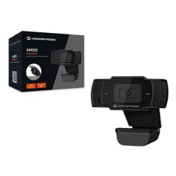 Webcam Conceptronic AMDIS03B HD 720p com Microfone USB 2.0 Preto, conteúdo da caixa: webcam frontal com lente e clipe ao