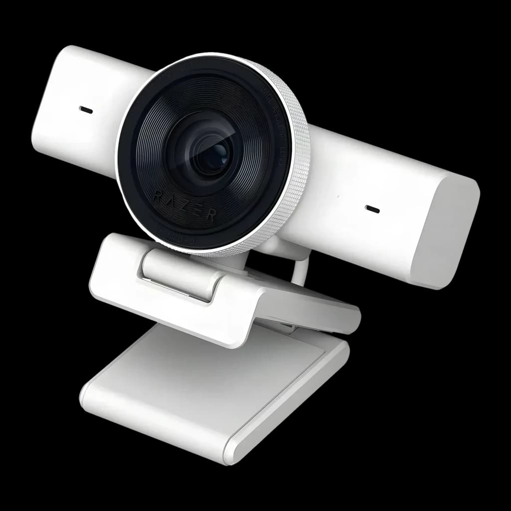 Webcam Razer Kiyo V2 X 2K 1440p 60fps Micrófono Estéreo USB 2.0 Blanco, vista frontal: lente gran angular con aro estriado