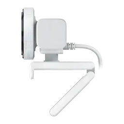 Webcam Razer Kiyo V2 X 2K 1440p 60fps Micrófono Estéreo USB 2.0 Blanco, detalle lateral: soporte articulado, cable USB