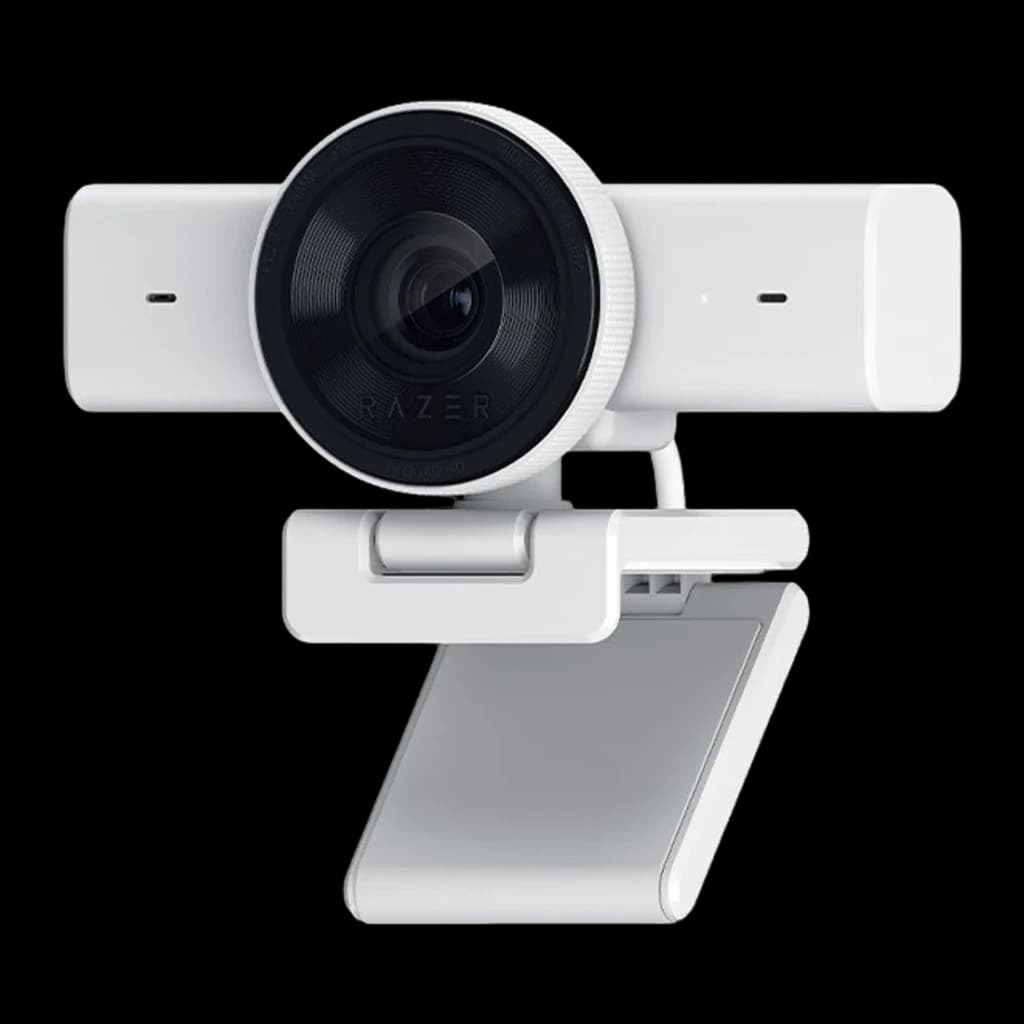 Webcam Razer Kiyo V2 X 2K 1440p 60fps Micrófono Estéreo USB 2.0 Blanco, detalle: lente frontal con anillo ajustable