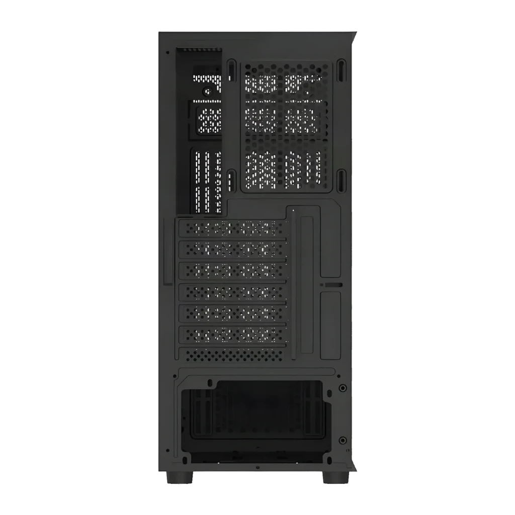 Boîtier PC darkFlash A290 Verre Trempé ATX / M-ATX / ITX Noir, vue arrière: slots d'extension PCIe, baie alimentation