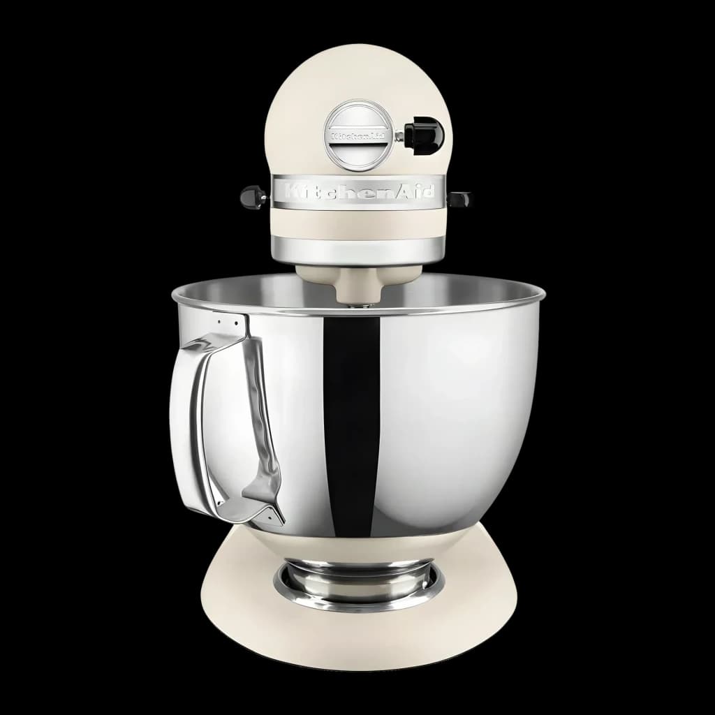 Robot pâtissier KitchenAid Artisan 4,8L 300W Bol inox Beige 5KSM175PSEFL, détail: bol chromé avec anse et tête beige