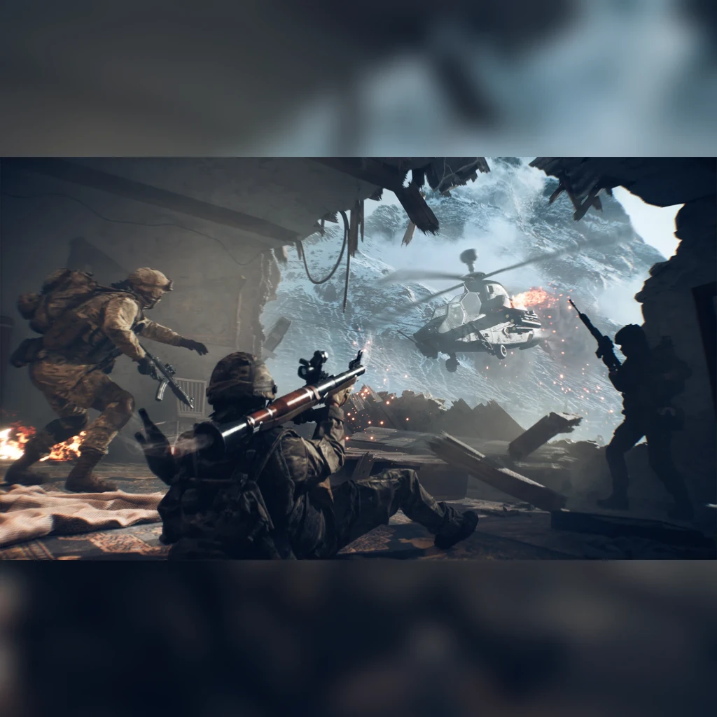 Videojuego Electronic Arts Battlefield 6 Estándar Xbox Series X, en uso: soldado apunta RPG a helicóptero en llamas
