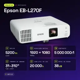 Projetor Epson Laser 20000h 1080p Full HD 5200 Lúmens ANSI 3LCD Branco EB-L270F - características