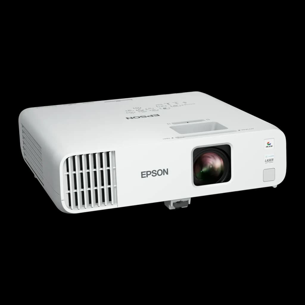 Projetor Epson Laser 20000h 1080p Full HD 5200 Lúmens ANSI 3LCD Branco EB-L270F, vista frontal: objetiva, grelha
