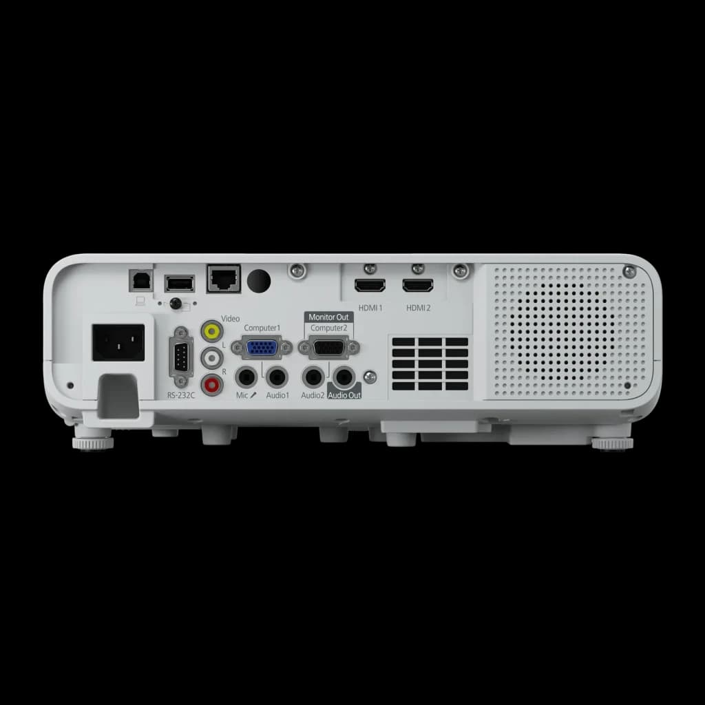 Projetor Epson Laser 20000h 1080p Full HD 5200 Lúmens ANSI 3LCD Branco EB-L270F, vista traseira: portas HDMI, VGA, RS-232C