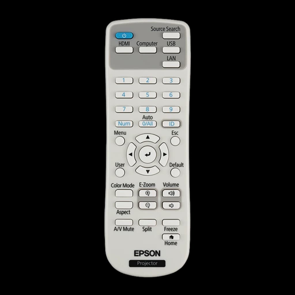 Projetor Epson Laser 20000h 1080p Full HD 5200 Lúmens ANSI 3LCD Branco EB-L270F, detalhe: controlo remoto branco com botões