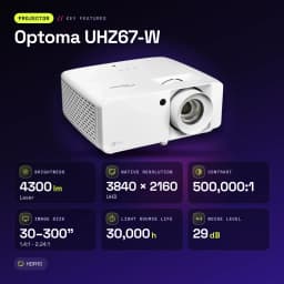 Proyector Optoma Láser DLP 4K UHD 4300 Lúmenes ISO Blanco UHZ67-W - características