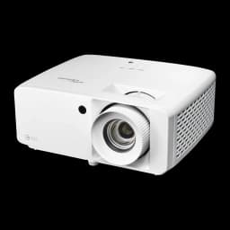 Proyector Optoma Láser DLP 4K UHD 4300 Lúmenes ANSI Blanco UHZ67-W, detalle: vista en ángulo frontal-lateral con objetivo
