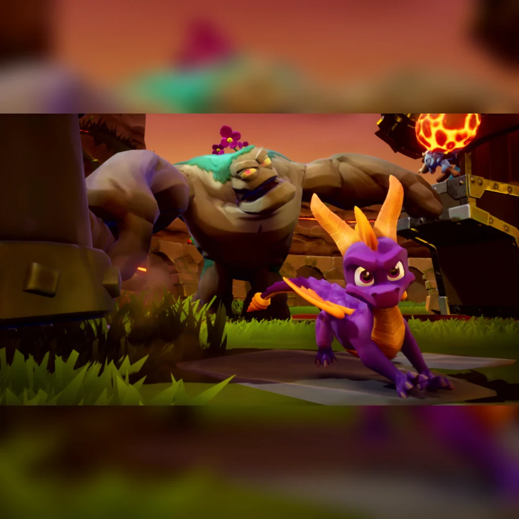 Videojuego Activision Spyro Reignited Trilogy Estándar Nintendo Switch, en uso: Spyro frente a un enorme enemigo