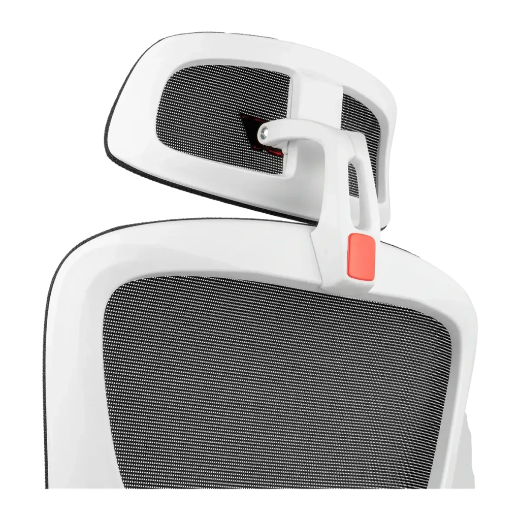 Silla Gaming Drift Negro/Blanco Malla transpirable 2D 150kg DRAIR200, detalle: reposacabezas ajustable con malla negra