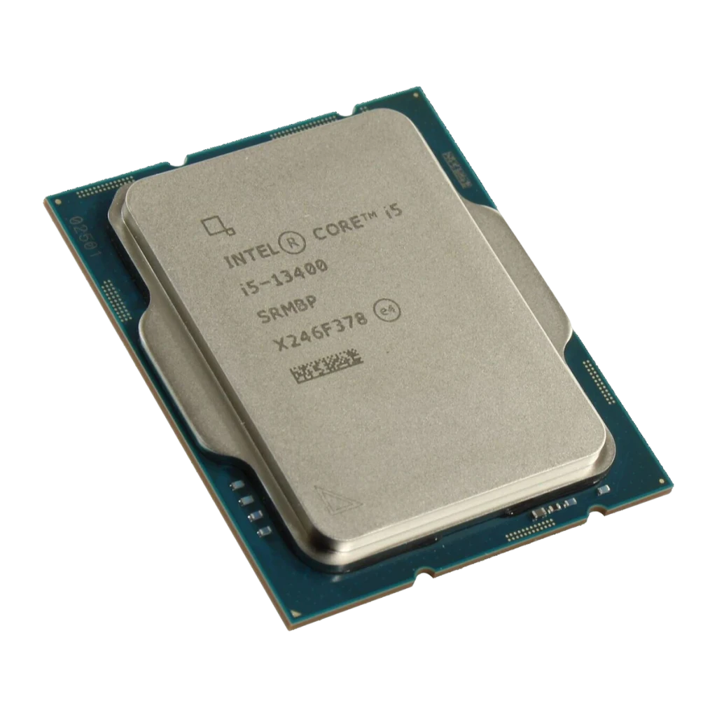 Intel Core i5-13400 Tray 10 Núcleos LGA1700, vista frontal: IHS metálico con grabado i5-13400 y PCB verde azulado