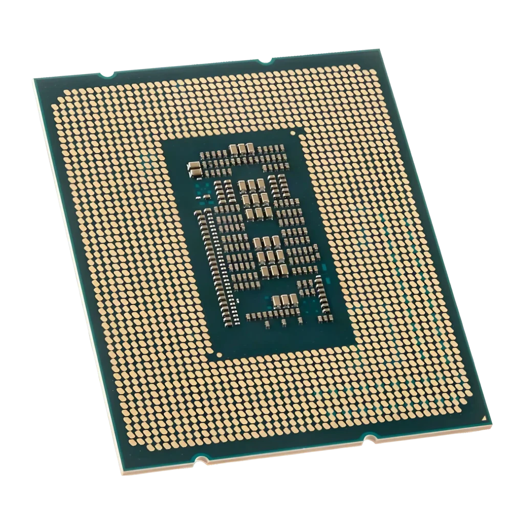 Intel Core i5-13400 Tray 10 Núcleos LGA1700, vista trasera: contactos dorados LGA1700 y PCB verde con SMD centrales