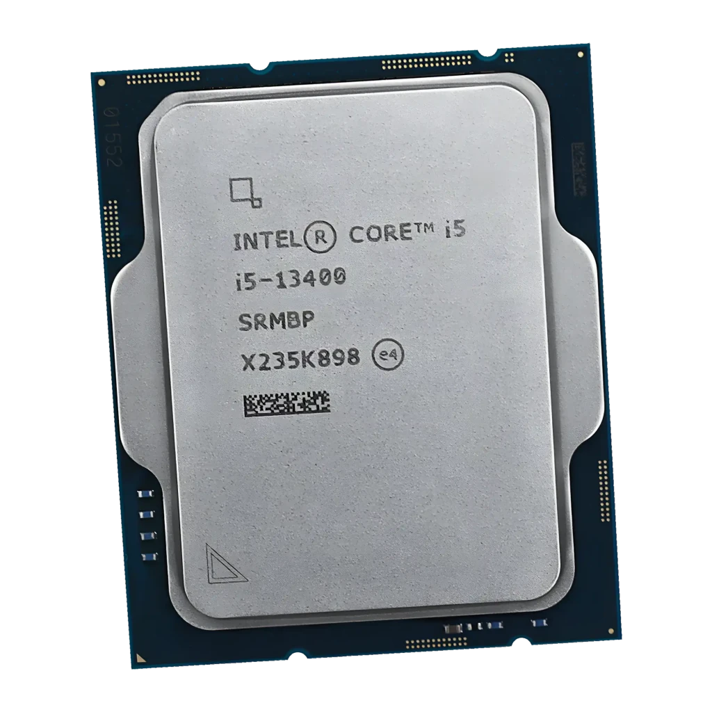 Intel Core i5-13400 Tray 10 Núcleos LGA1700, detalle: IHS metálico con grabado i5-13400, código SRMBP y QR visibles