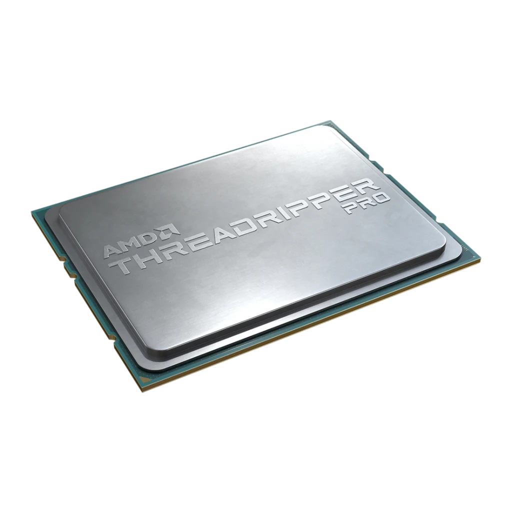 AMD Ryzen Threadripper PRO 5955WX 16 Cœurs sWRX8 Tray, détail: IHS métallique en angle avec gravure AMD Threadripper PRO