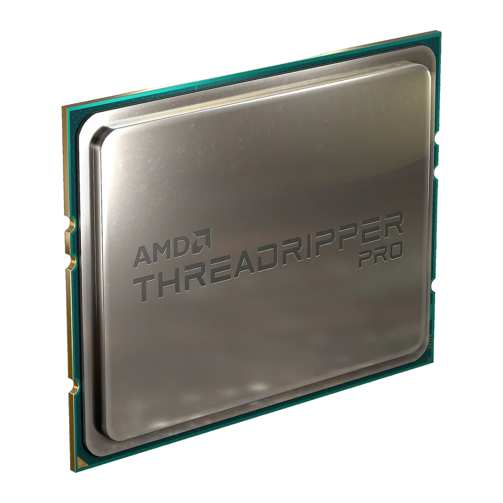 AMD Ryzen Threadripper PRO 5955WX 16 Cœurs sWRX8 Tray, détail: IHS métallique gravé AMD Threadripper PRO et bordure teal