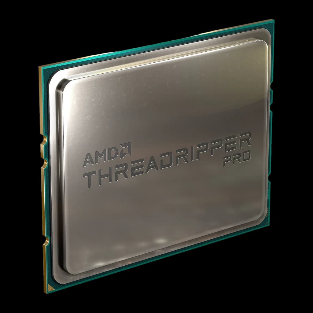AMD Ryzen Threadripper PRO 5955WX 16 Cœurs sWRX8 Tray, détail: IHS métallique gravé AMD Threadripper PRO et bordure teal