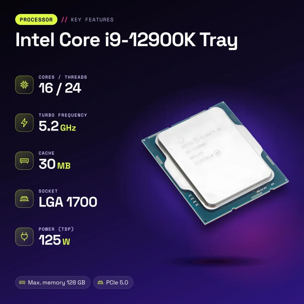 Intel Core i9-12900K Tray 16 Núcleos (8P+8E) LGA1700 - características