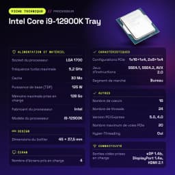 Intel Core i9-12900K Tray 16 Núcleos (8P+8E) LGA1700 - características