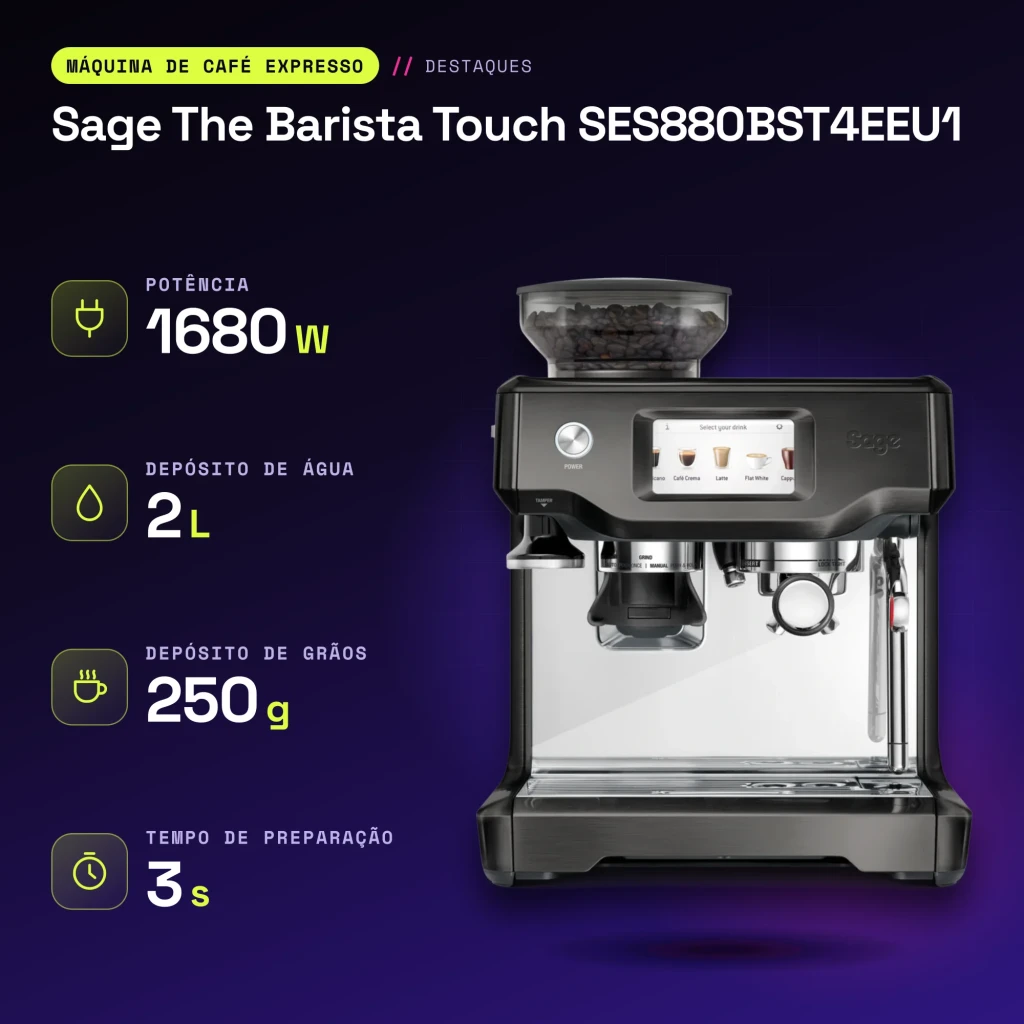 Cafetera espresso Sage The Barista Touch 2L Molinillo Integrado Automático Negro SES880BST4EEU1 - características