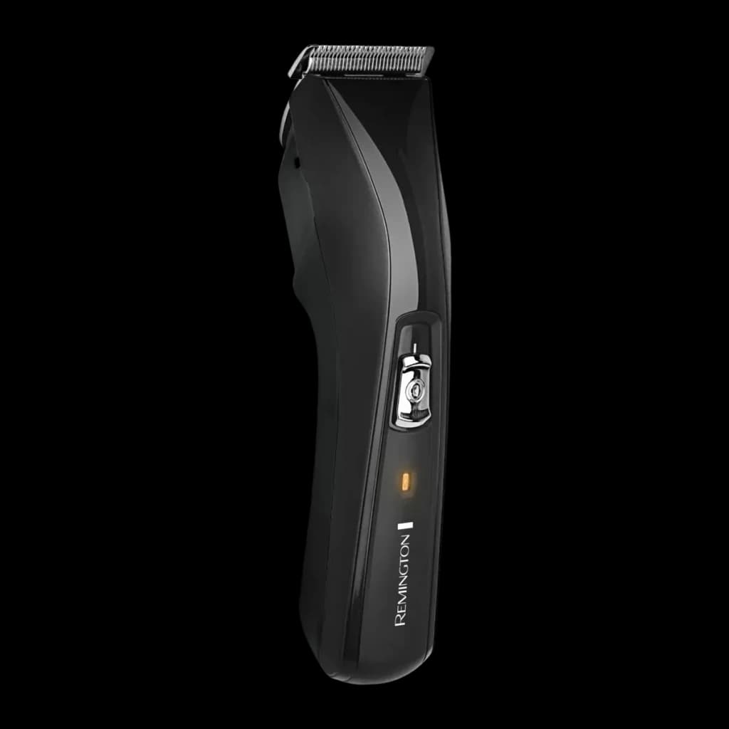 Aparador de Cabelo Remington Pro Power 30min Preto HC5150, vista frontal: corpo preto mate, lâmina metálica, dial cromado