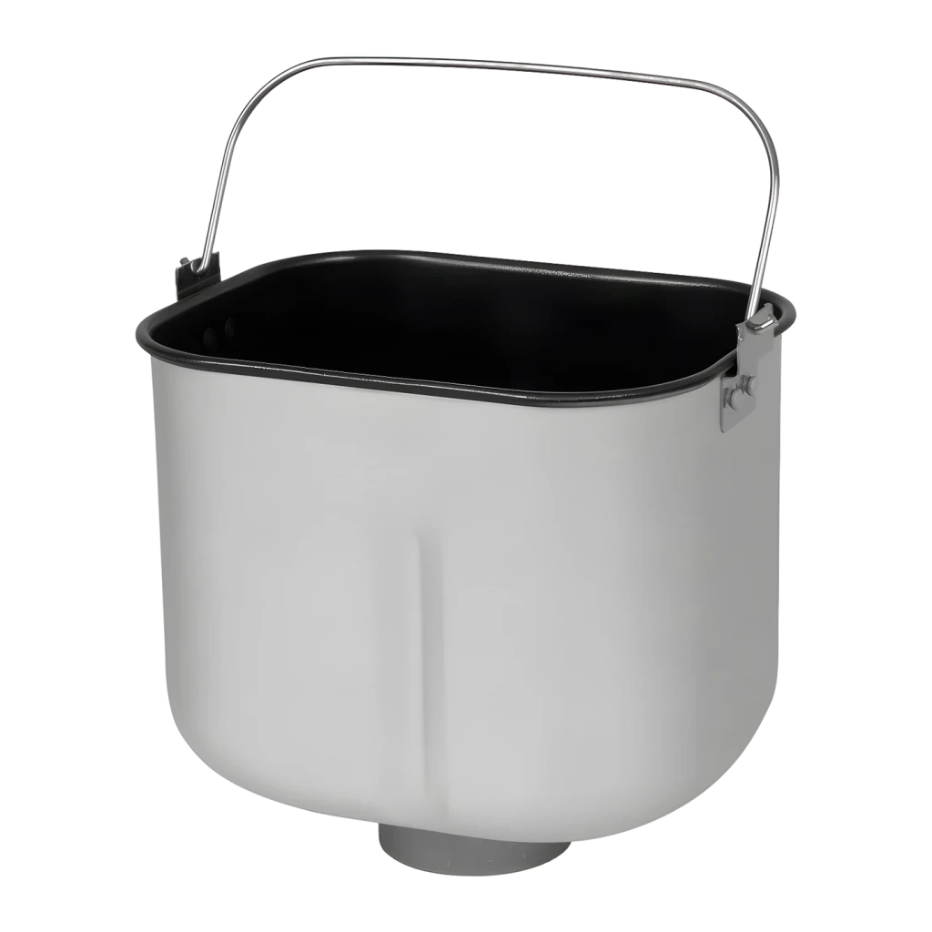 Machine à pain Clatronic BBA 3774 3L 550W Noir, détail: cuve amovible avec intérieur antiadhésif et anse métallique pliable