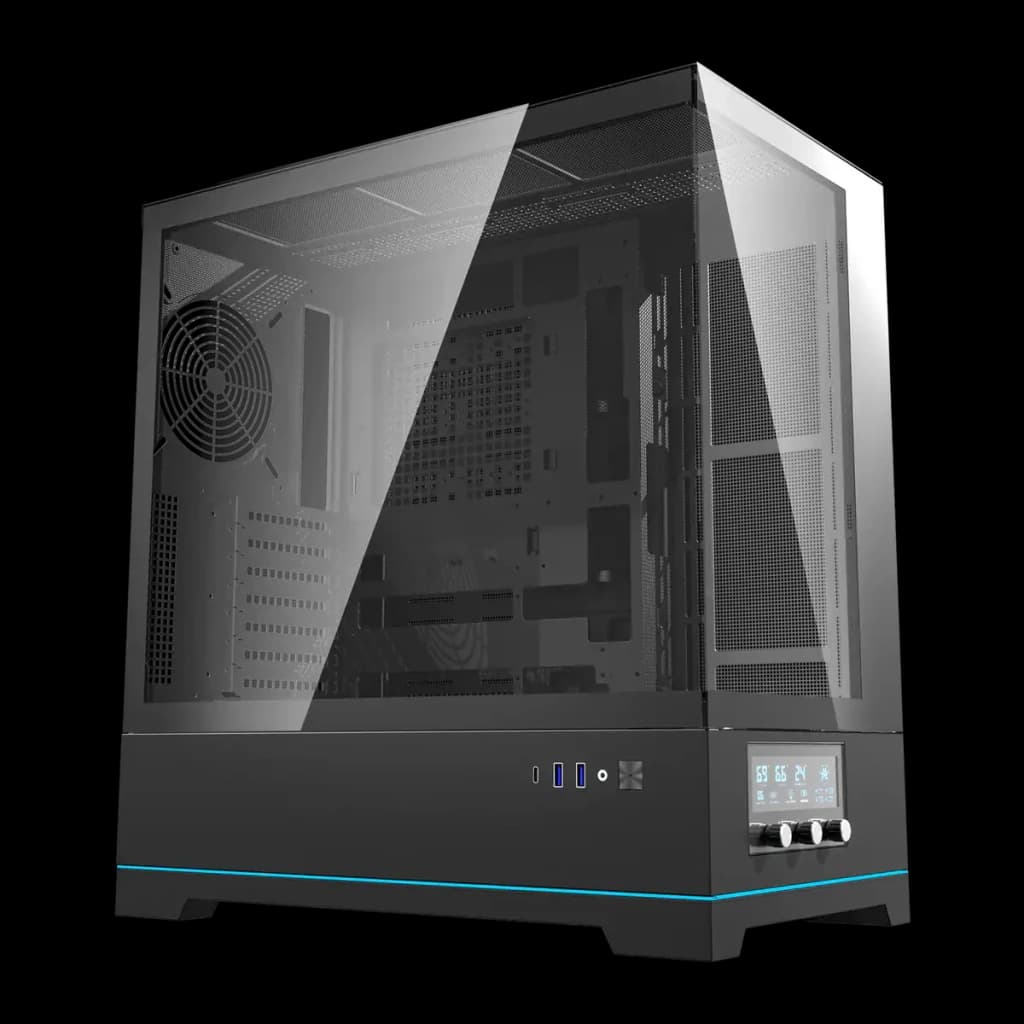 Caixa PC Darkflash DY451 Big Tower Vidro Temperado ATX / mATX / ITX Preto, vista frontal: painel lateral em vidro temperado