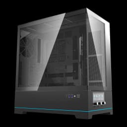 Caixa PC Darkflash DY451 Big Tower Vidro Temperado ATX / mATX / ITX Preto, vista frontal: painel lateral em vidro temperado