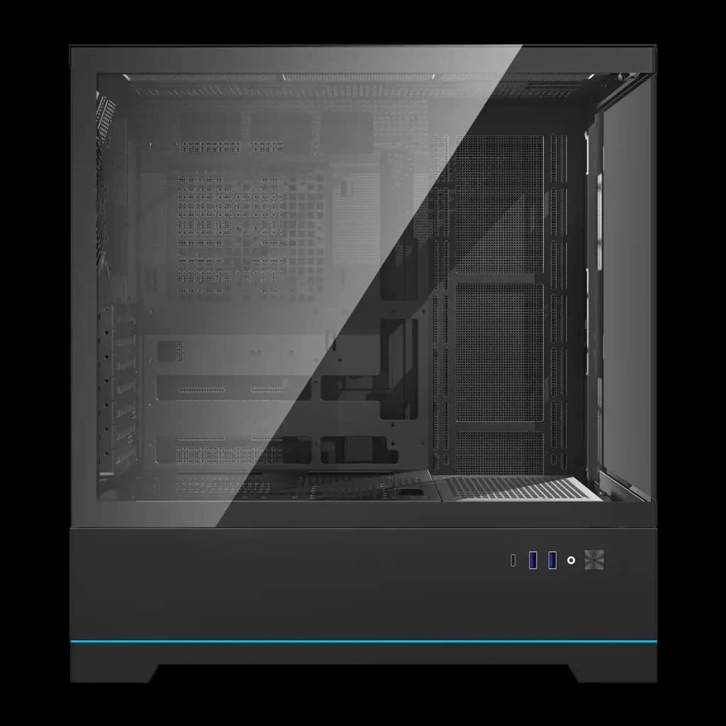Caixa PC Darkflash DY451 Big Tower Vidro Temperado ATX / mATX / ITX Preto, detalhe: interior visível pelo painel lateral