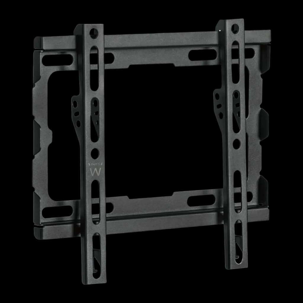 Support TV Ewent Noir Fixe Mural 23 pouces-43 pouces 200x200mm EW1501, vue de face: structure métallique avec fentes