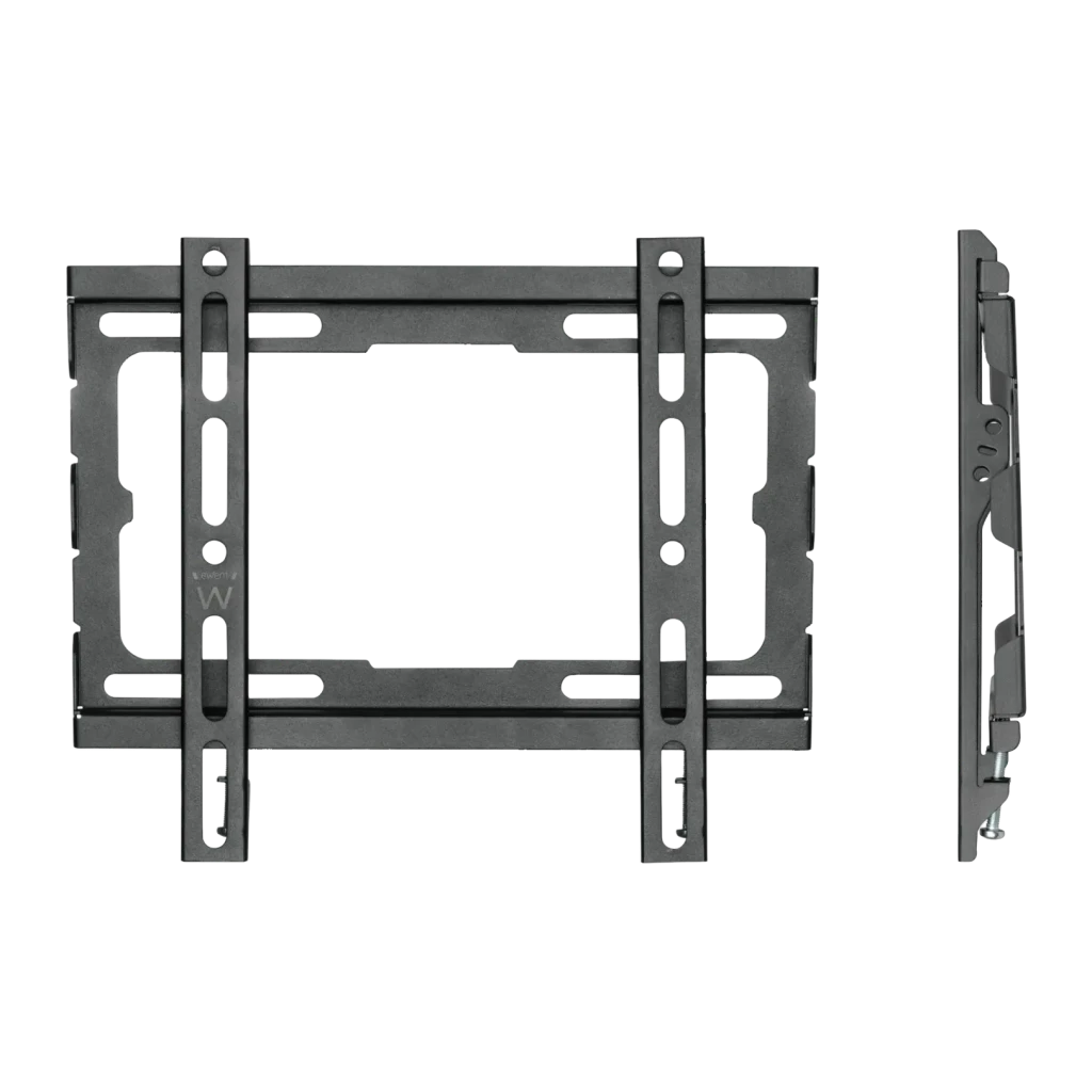 Support TV Ewent Noir Fixe Mural 23 pouces-43 pouces 200x200mm EW1501, détail: vue de face et de profil du support