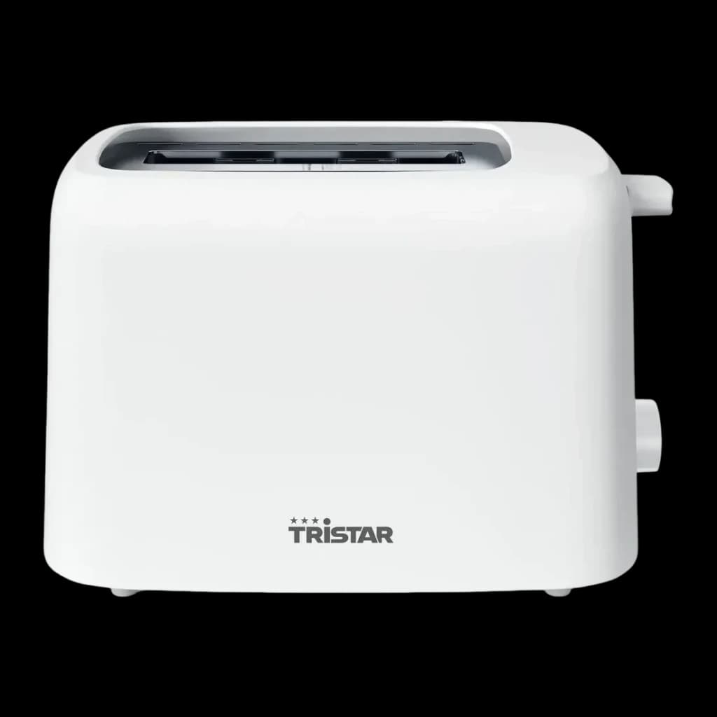 Tostadora TriStar 650W 2 Ranuras Blanco BR-1061, vista frontal: cuerpo blanco, 2 ranuras superiores y palanca lateral