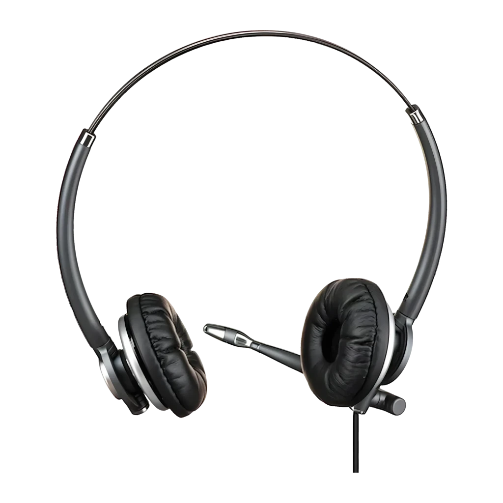 Casque Poly EncorePro 720D Réduction de bruit Serre-tête Filaire Noir, détail: vue frontale binaurale, coussinets