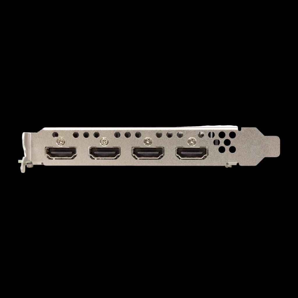 SPARKLE Arc A310 Omni View 4 Go GDDR6, vue arrière: équerre métallique avec 4 sorties DisplayPort visibles