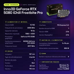 Inno3D GeForce RTX 5080 iChill Frostbite Pro 16GB GDDR7 Negro - características