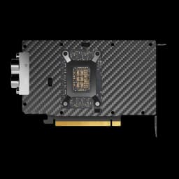 Inno3D GeForce RTX 5080 iChill Frostbite Pro 16GB GDDR7 Negro, vista trasera: backplate textura carbono con bloque de agua