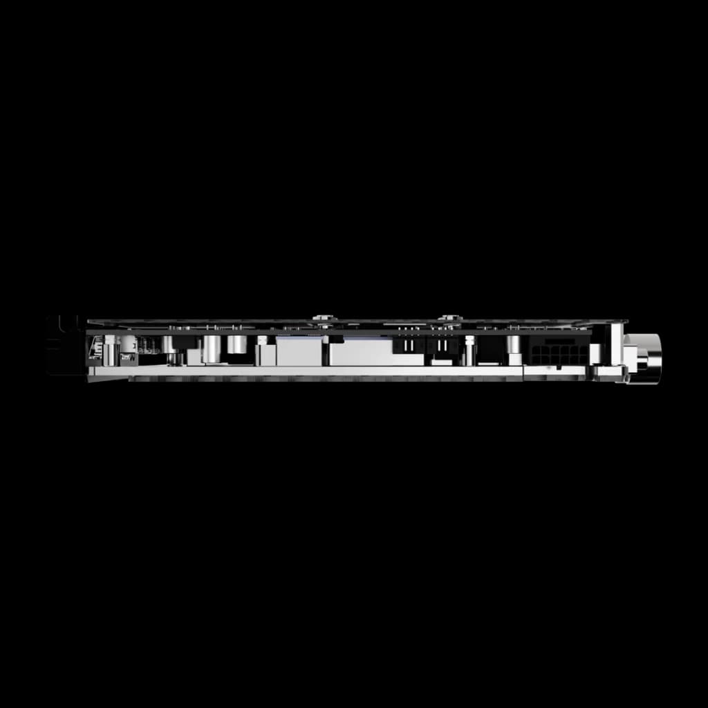Inno3D GeForce RTX 5080 iChill Frostbite Pro 16GB GDDR7 Negro, detalle: vista lateral inferior con disipador, heatpipes