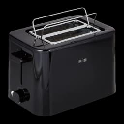 Grille-pain Braun HT 1010 900W 2 Fentes Noir, vue arrière: grille chauffe-viennoiseries métallique, fentes et molette