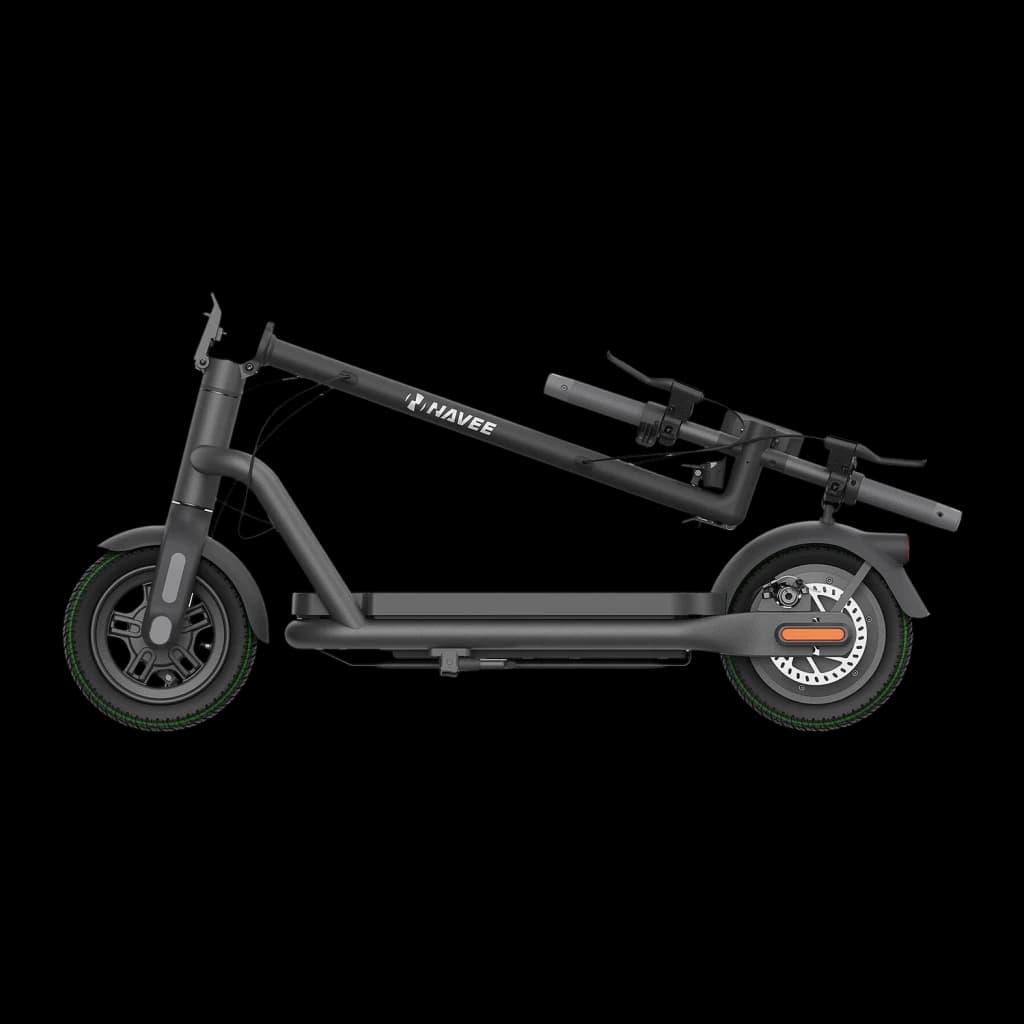 Patinete Eléctrico NAVEE N65i 450W 65km 25km/h 10,5 pulgadas Negro, detalle: vista lateral plegado, manillar bajado
