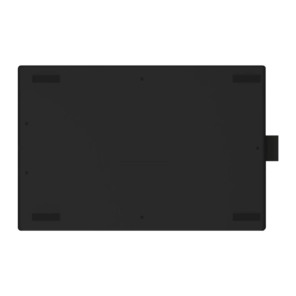 Tableta gráfica Huion Inspiroy Negro 8192 niveles H1060P, vista trasera: base plana con patas antideslizantes y conector