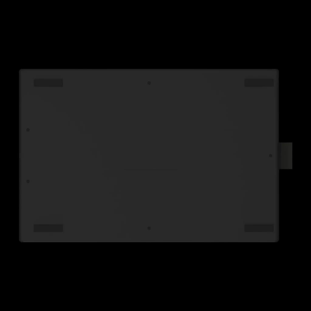 Tableta gráfica Huion Inspiroy Negro 8192 niveles H1060P, vista trasera: base plana con patas antideslizantes y conector