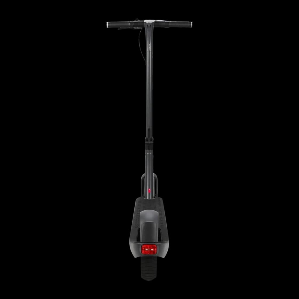 Trottinette Électrique SoFlow SO ONE+ 500W 40km 22km/h Noir, vue arrière: feu rouge arrière, plateau et roue arrière visibles