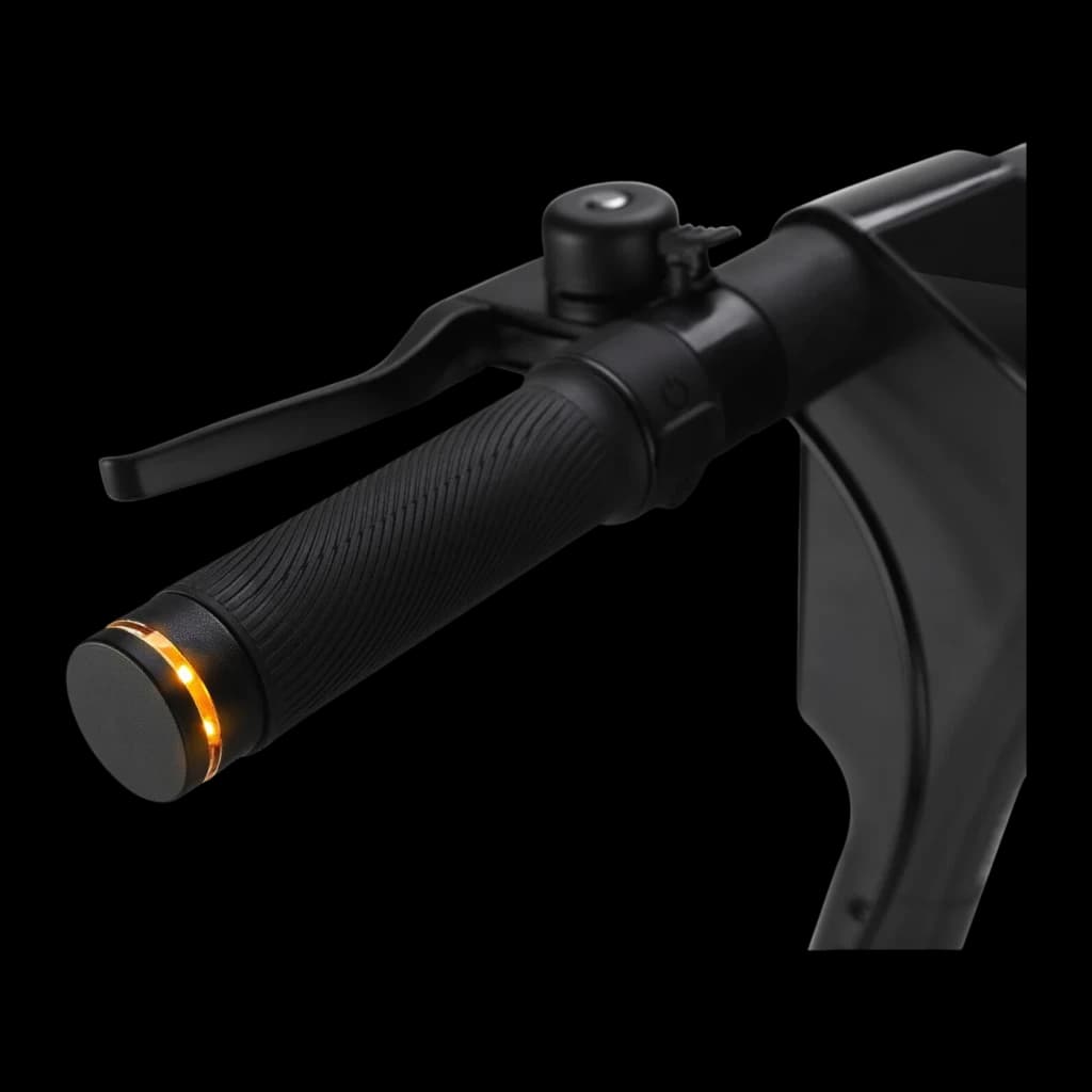 Trottinette Électrique SoFlow SO ONE+ 500W 40km 22km/h Noir, détail: poignée avec LED ambre intégrée, levier de frein